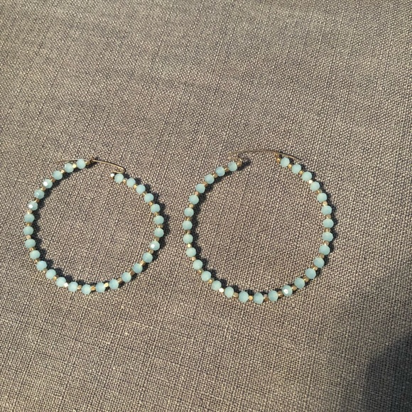 Jewelry - Turquoise and gold beaded hoop earrings